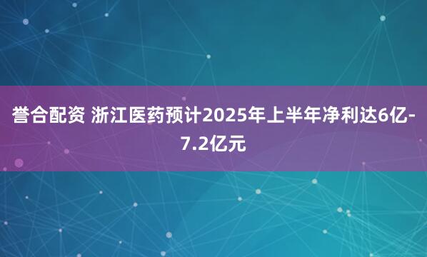 誉合配资 浙江医药预计2025年上半年净利达6亿-7.2亿元